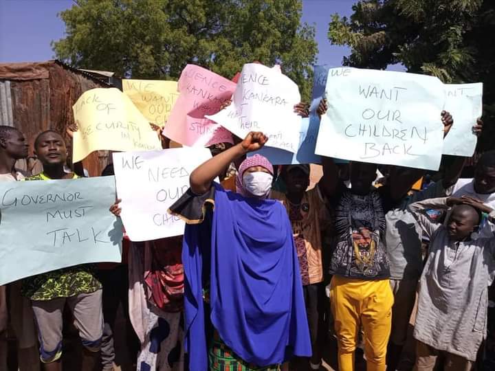 Woman Leads Protest In Kankara Over Abduction Of 333 Schoolboys