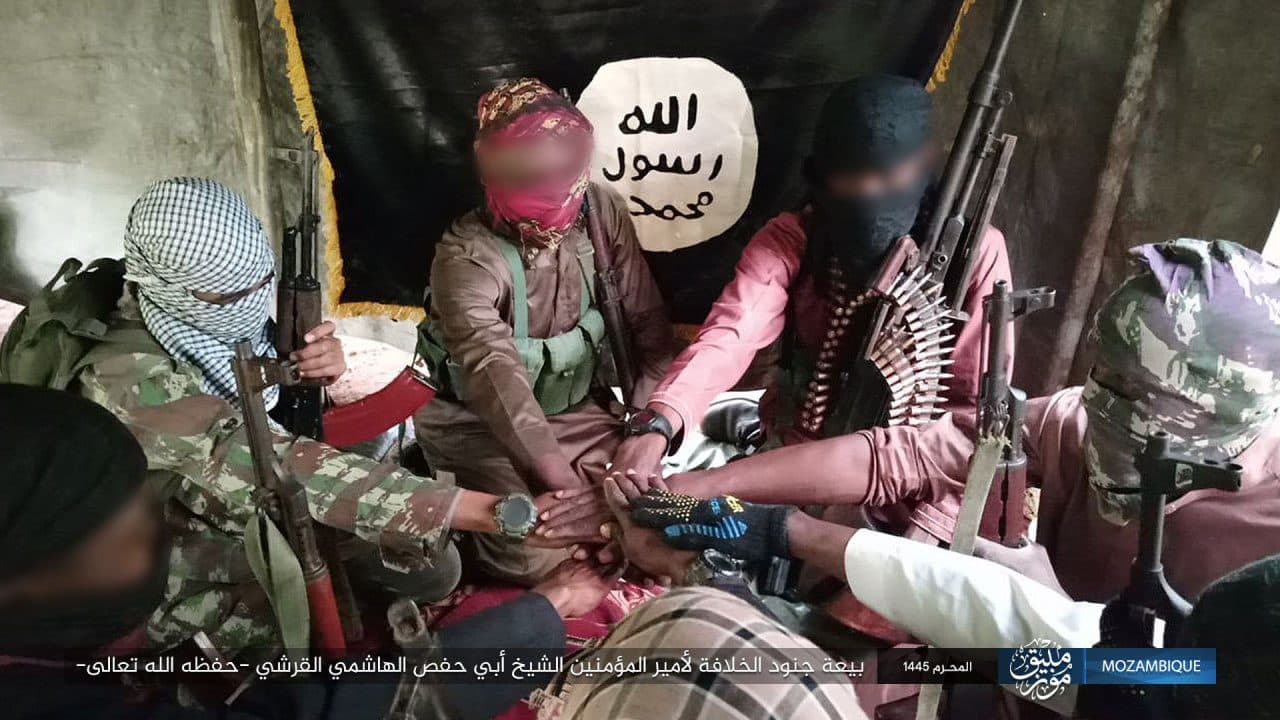 IS-Mozambique terrorists paying allegiance to the new IS leader in Aug. 2023.