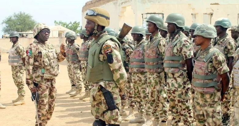 Nigerian soldiers on the frontlines. Photo: Tunde Eluduni/Premium Times. 
