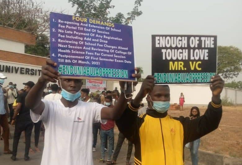 UniAbuja Students Protest Hike In School Fees