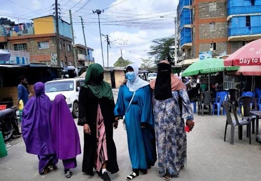 Victims of sex trafficking, Ebla Ali and Fatuma Olat, together with ex-trafficker Shukriya Ismail, after a visit to a local human rights organisation in Nairobi, Kenya. Photos by Abjata Khalif/HumAngle.