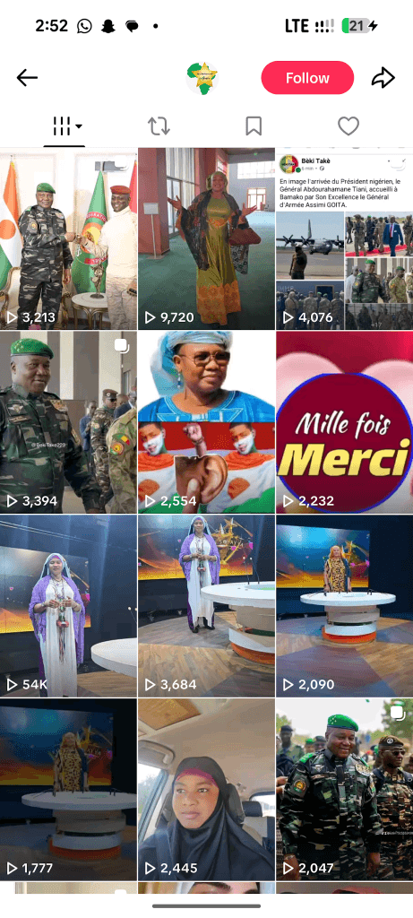 Grid of videos featuring people in military and ceremonial settings, along with various studio hosts.
